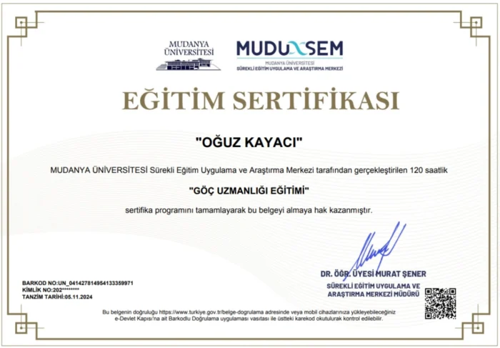 Hür Danışmanlık belge ve sertifika görseli